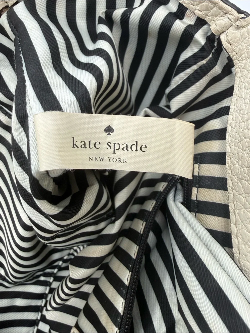 kate spade Two-Tone Pebbled Leather Satchel - Cream & Black